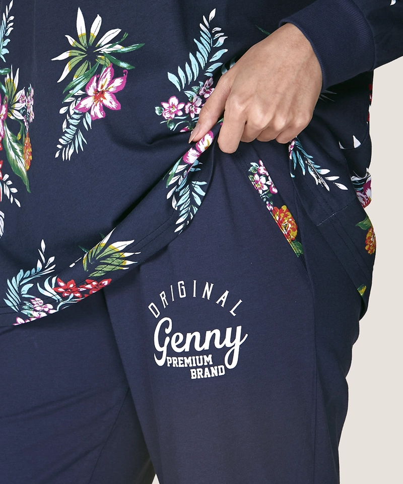 CONJUNTO ALGODÓN MUJER LADY GENNY AZUL PIJAMA FLOREADO - 5