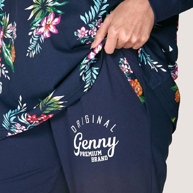 CONJUNTO ALGODÓN MUJER LADY GENNY AZUL PIJAMA FLOREADO - 9