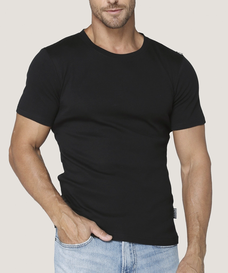 CAMISETA COTTON RIB MANGA CORTA CUELLO REDONDO - 1