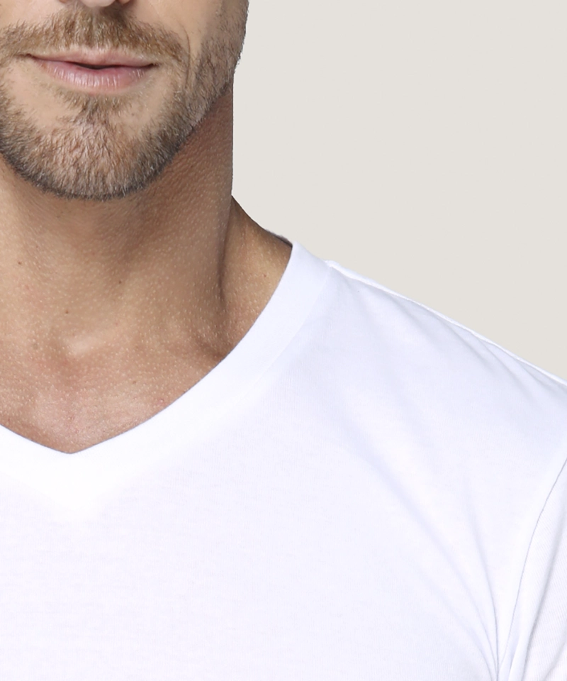 CAMISETA COTTON RIB MANGA CORTA CUELLO EN V - 4