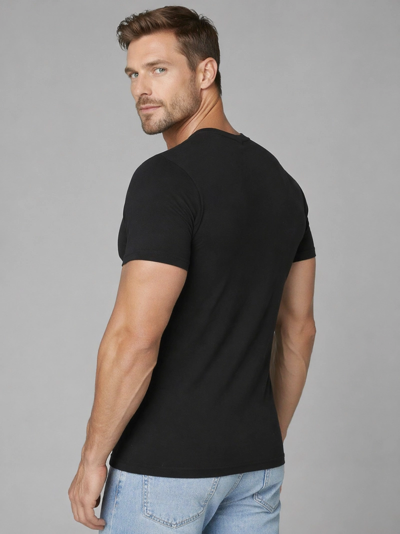 CAMISETA COTTON RIB MANGA CORTA CUELLO EN V - 4