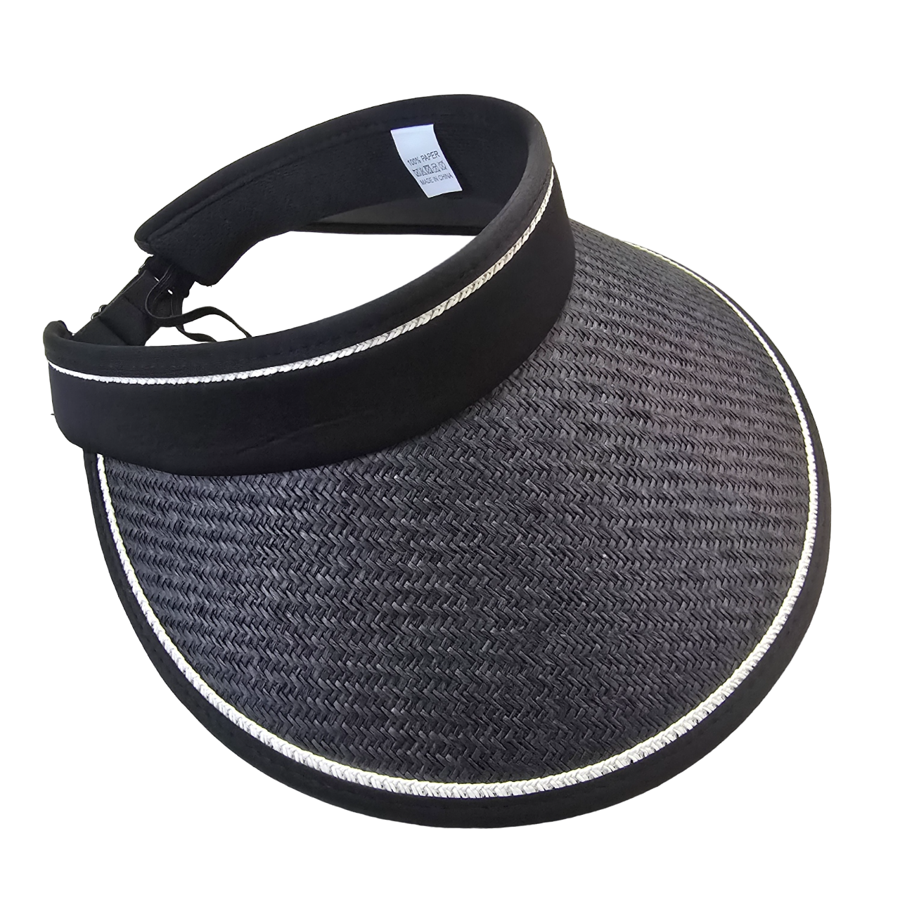 VISERA RAFIA NEGRO AJUSTABLE CON BORDE - 2