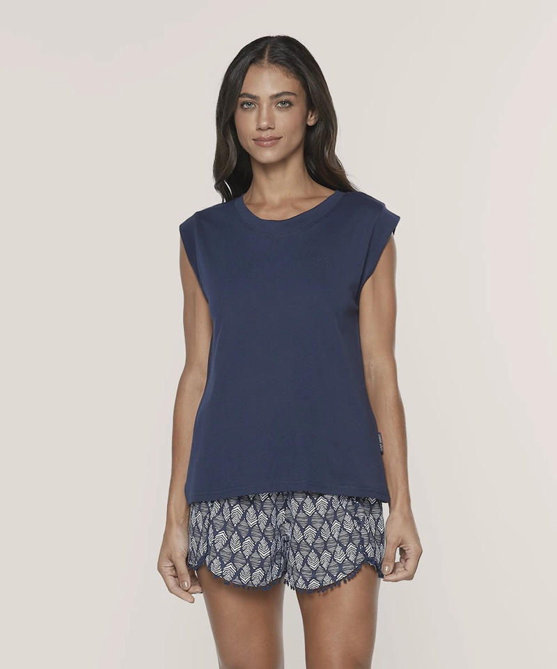 PIJAMA MUJER LADY GENNY DE VERANO EN ALGODÓN ESTILO TRIBAL - 1