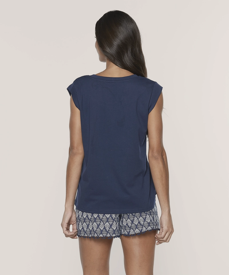 PIJAMA MUJER LADY GENNY DE VERANO EN ALGODÓN ESTILO TRIBAL - 2