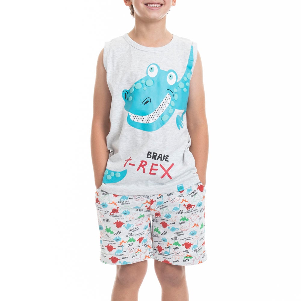 PIJAMA DE VERANO ALGODÓN NIÑO LADY GENNY T-REX - 1