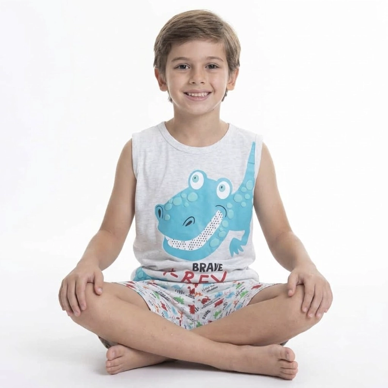 PIJAMA DE VERANO ALGODÓN NIÑO LADY GENNY T-REX - 3