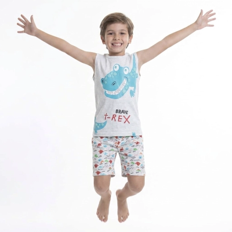 PIJAMA DE VERANO ALGODÓN NIÑO LADY GENNY T-REX - 4