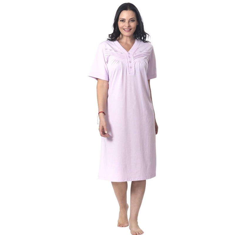 CAMISA ALGODON LISO ALFORZAS MACRAME Y BORDADO - 1