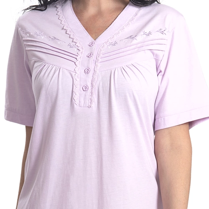 CAMISA ALGODON LISO ALFORZAS MACRAME Y BORDADO - 3