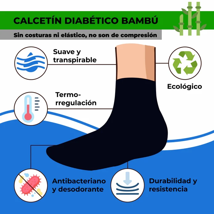 CALCETIN LARGO PARA DIABE TICOS  DE BAMBU - 4