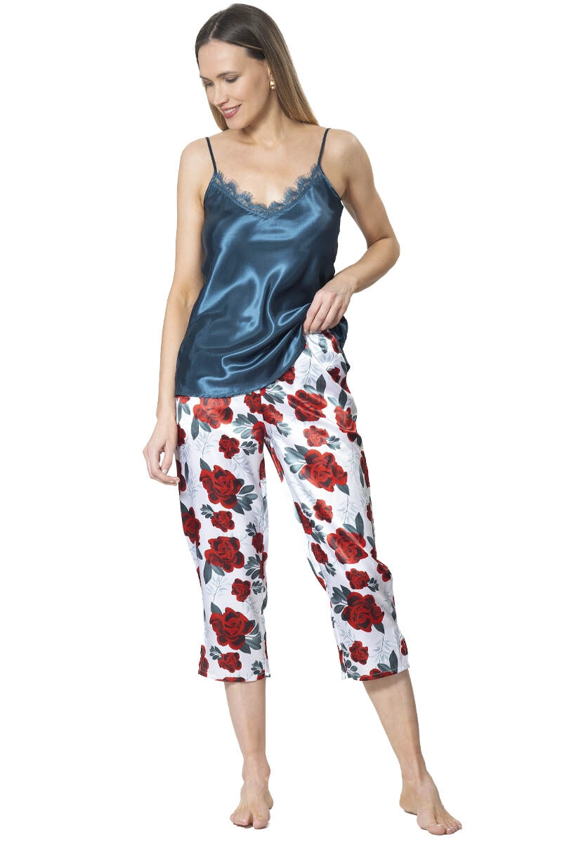 PIJAMA SATIN CAPRI TOP PABILOS ESTAMPADO | ESTILO NATURAL - 1