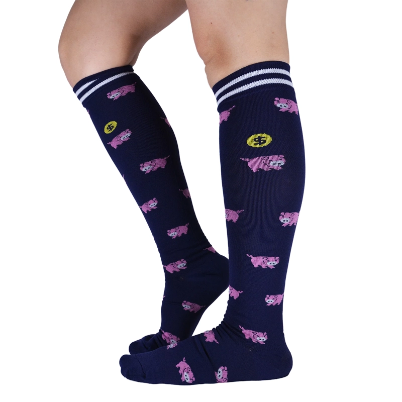 BUCANERAS DE COMPRESION MORADA CHANCHITOS ROSADOS - 1