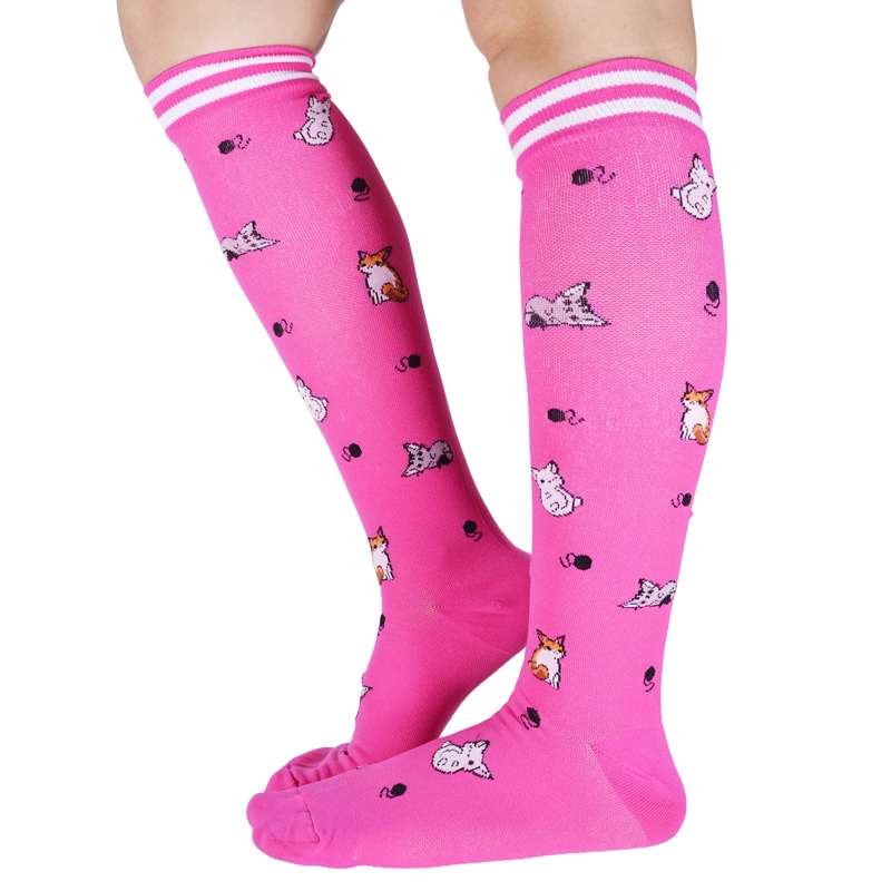 BUCANERAS DE COMPRESION FUCSIA DISEÑO GATOS - 1