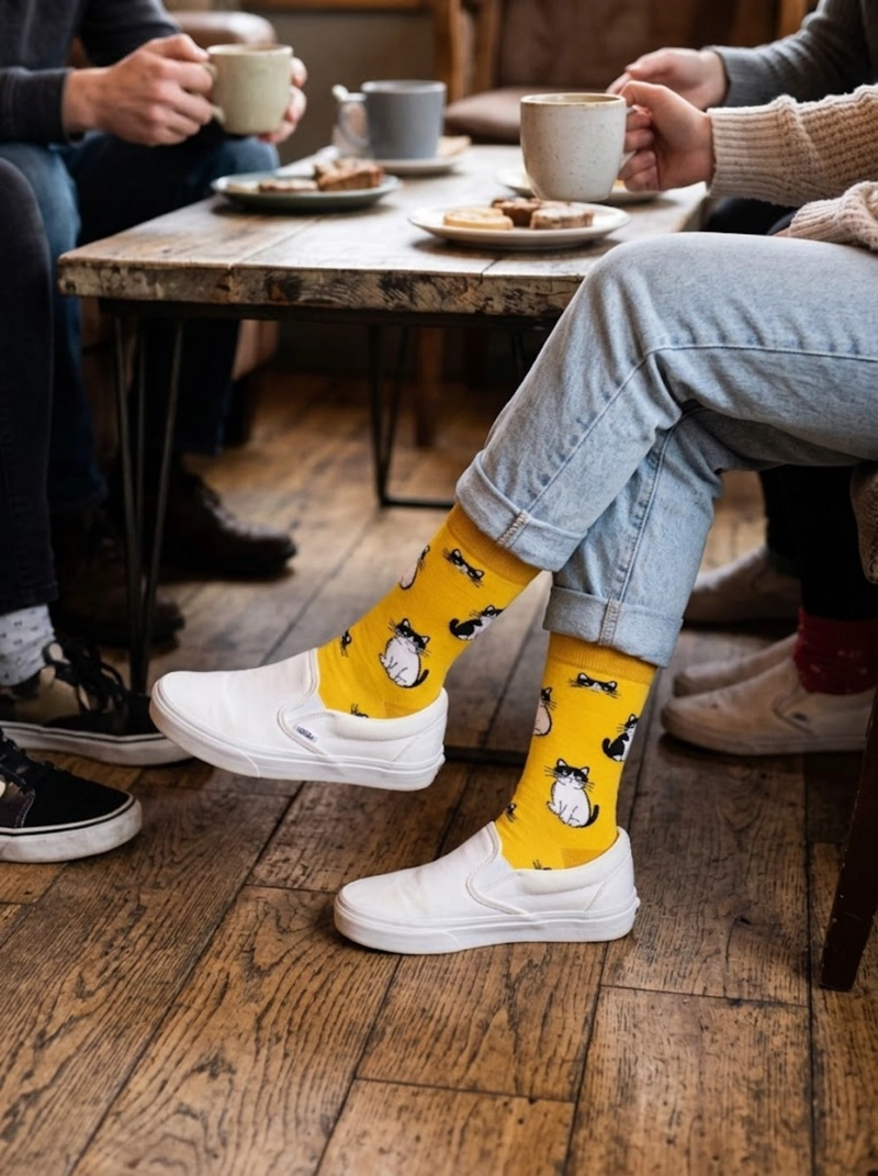 CALCETINES SOQUETE ALGODON GATITOS UNISEX TORNASOL - 4