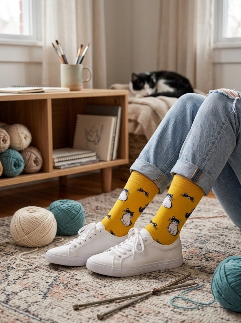 CALCETINES SOQUETE ALGODON GATITOS UNISEX TORNASOL - 5