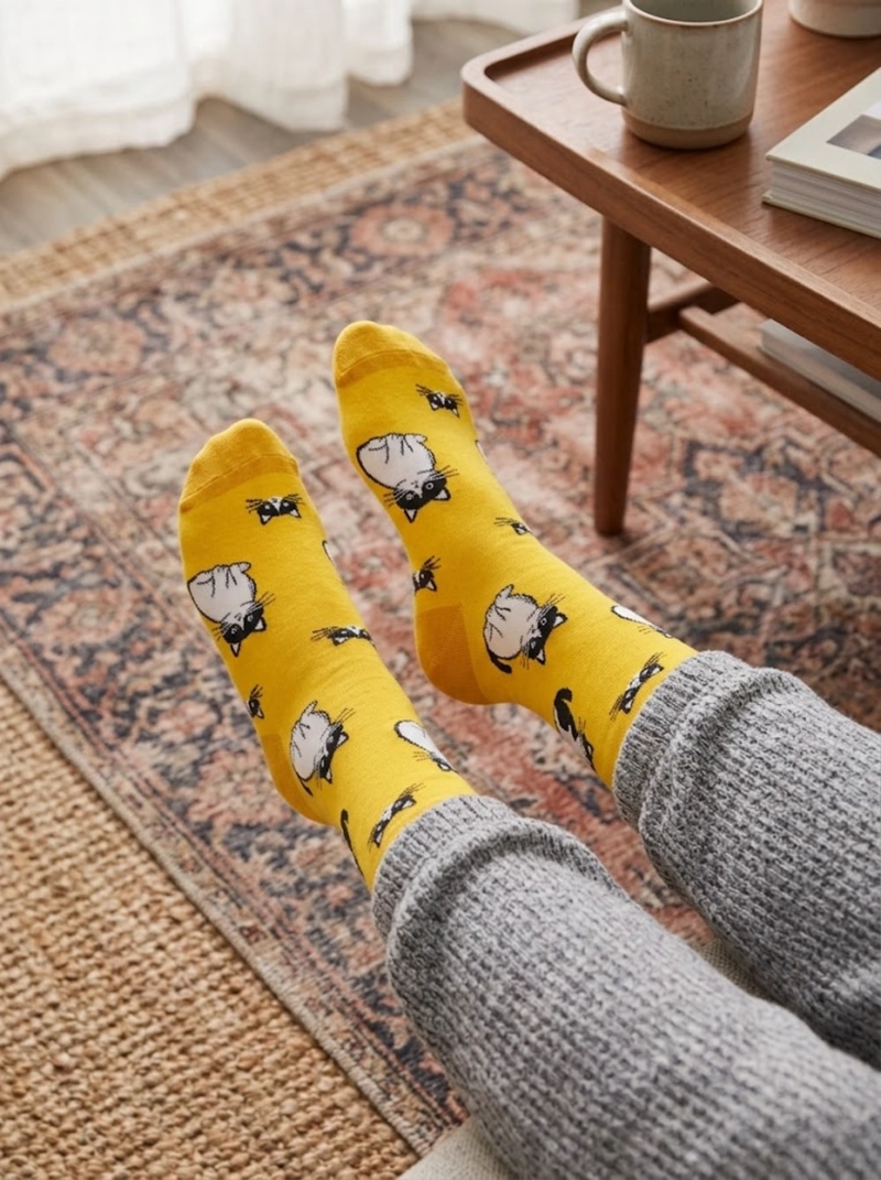 CALCETINES SOQUETE ALGODON GATITOS UNISEX TORNASOL - 6