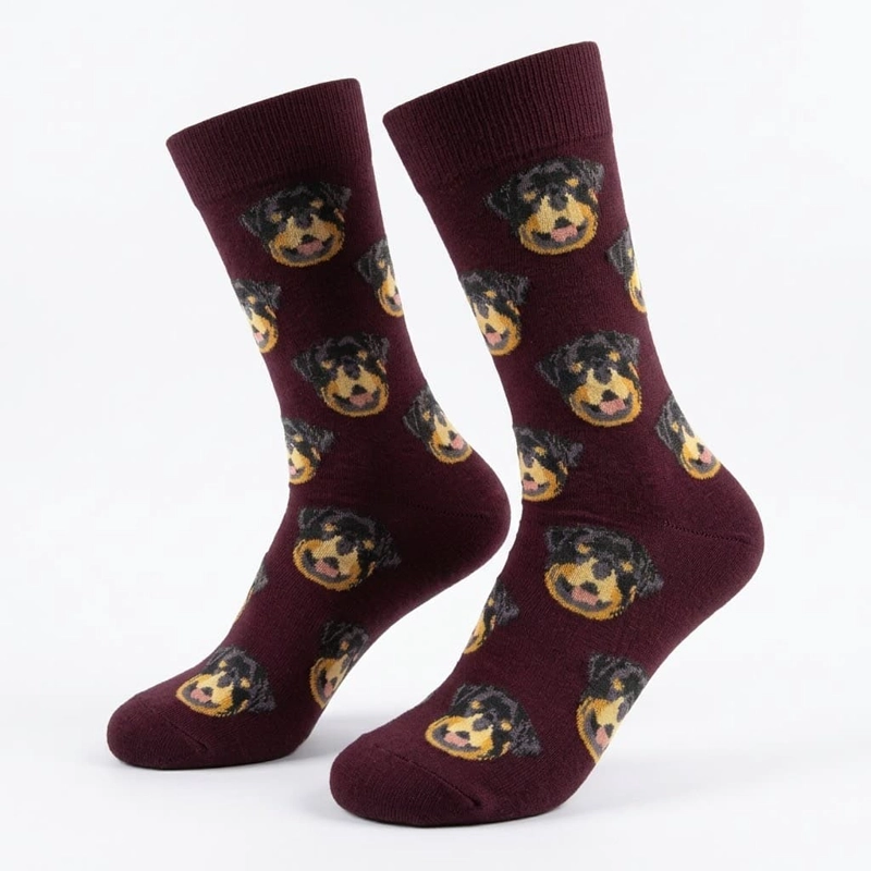 CALCETINES DE ALGODON ESTAMPADO CARAS PERRITOS UNISEX ADULTO - 1