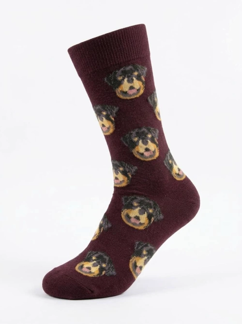 CALCETINES DE ALGODON ESTAMPADO CARAS PERRITOS UNISEX ADULTO - 2