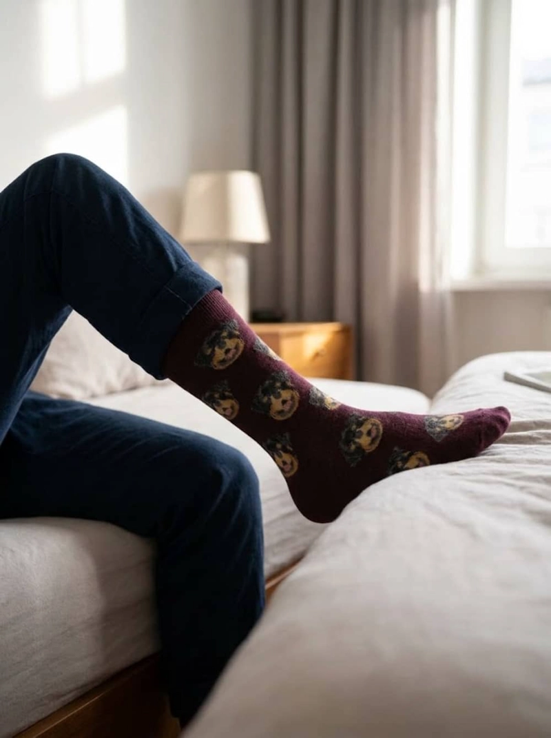 CALCETINES DE ALGODON ESTAMPADO CARAS PERRITOS UNISEX ADULTO - 8