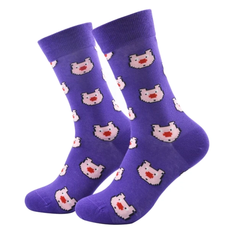 CALCETINES SOQUETE ALGODON CERDITOS ROSADOS UNISEX ADULTO - 1