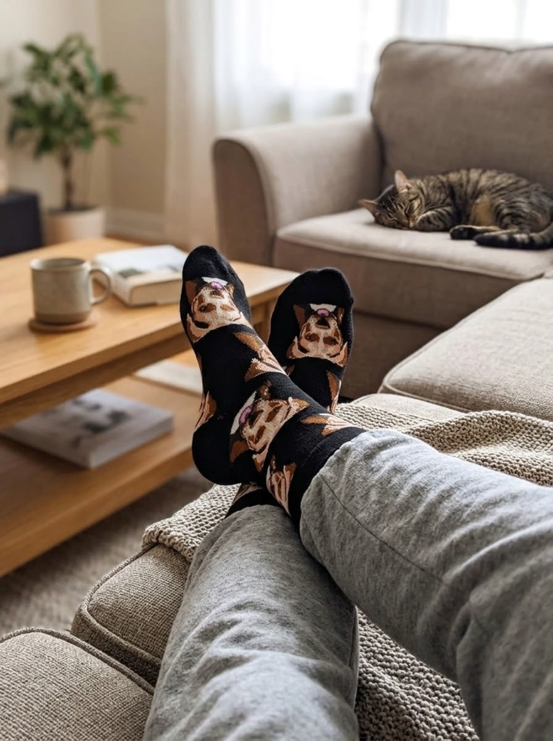 CALCETINES ALGODON CABEZAS DE PERRO UNISEX ADULTO - 5