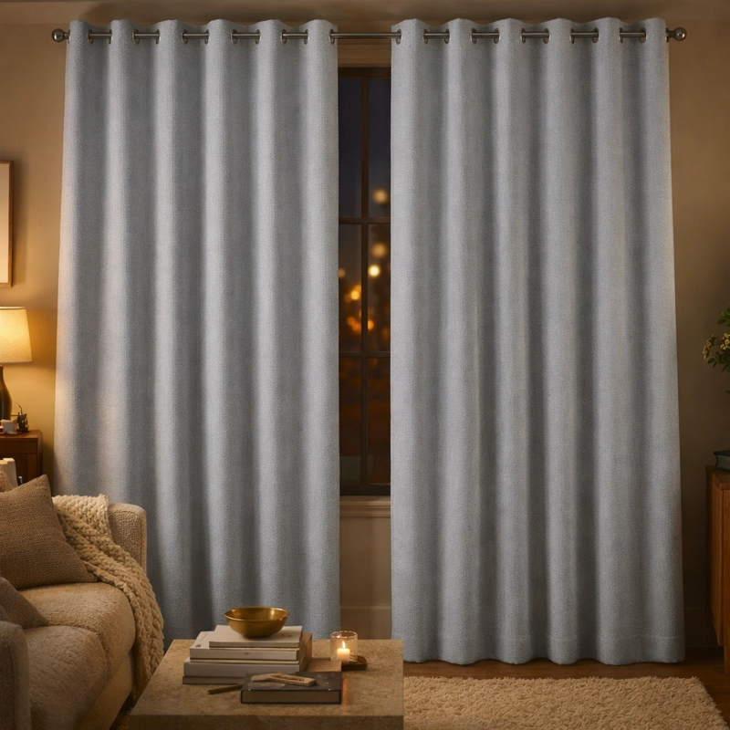 CORTINA 2 PAÑOS BLACKOUT FORRO BLANCO DECORATIVA GRIS N°113 - 1
