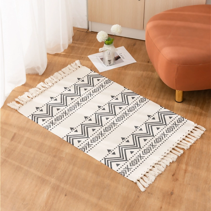 ALFOMBRA E TNICA NEGRA 60X90CM DE LINO PARA CAMA 738 - 1