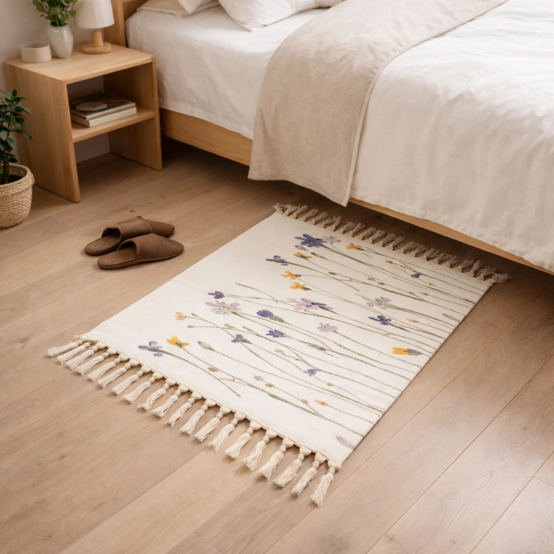 BAJADA DE CAMA FLORAL LINO 60X90CM 730 - 1