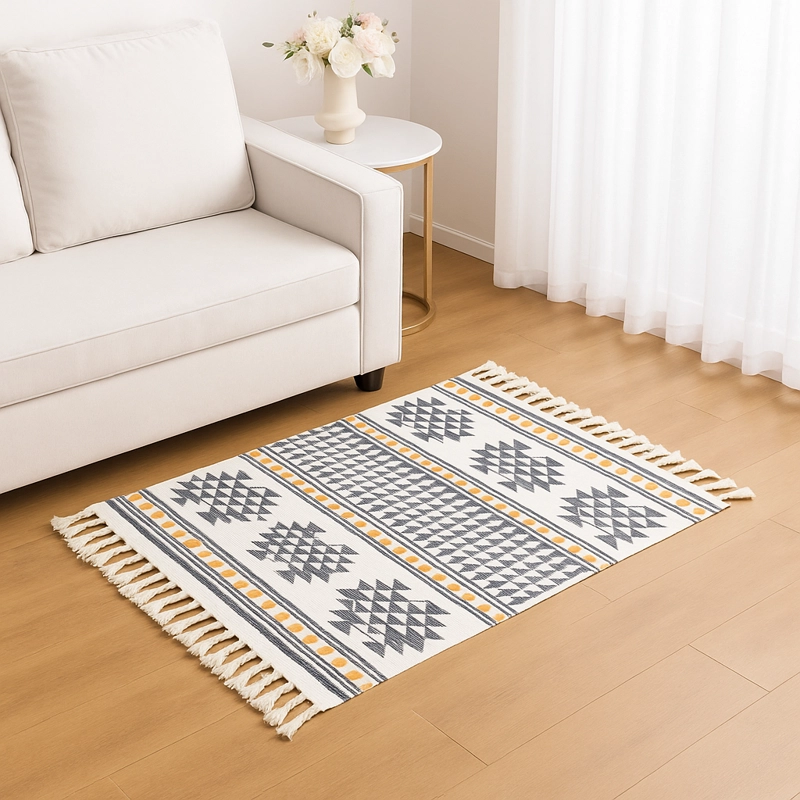TAPETE LINO GRUESO 60X90CM ESTILO GEOME TRICO 734 - 1