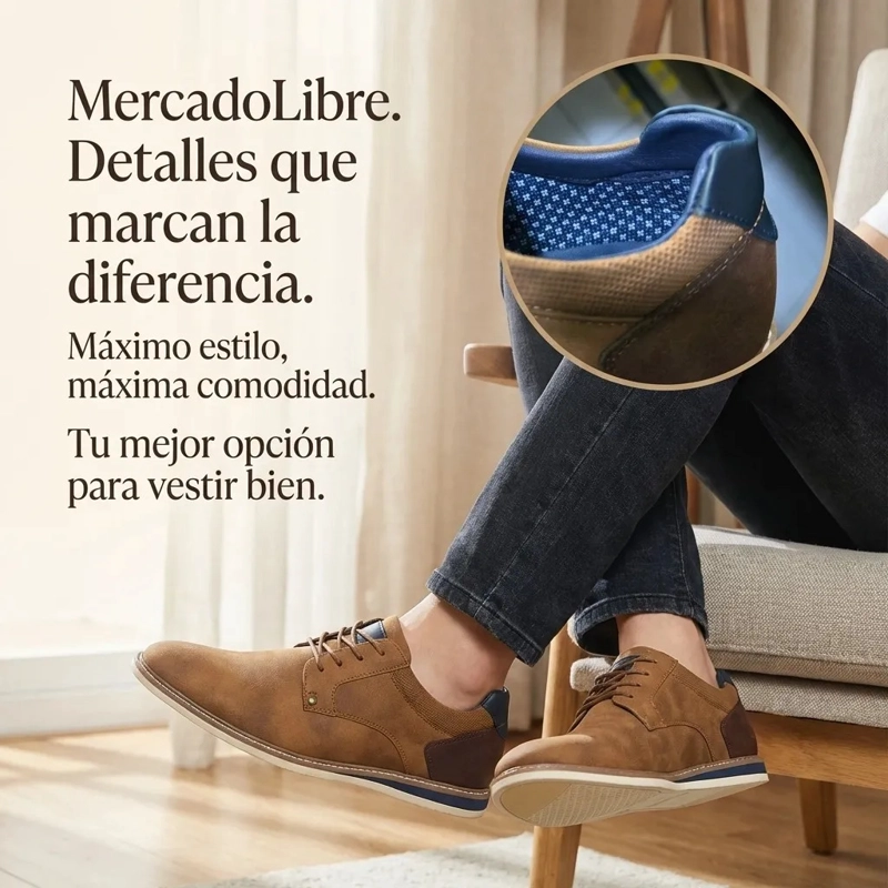 ZAPATO CASUAL HOMBRE CAMEL CORDONES ESTILO DERBY 7442 - 3