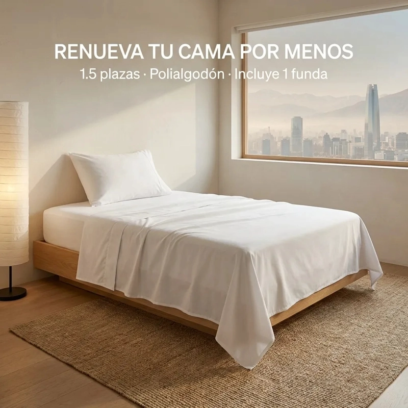 JUEGO DE SABANA BLANCA PLAZA Y MEDIA 3 PIEZAS - 3