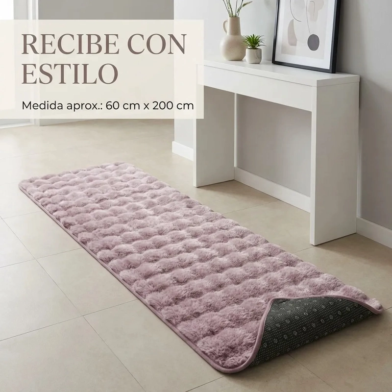 ALFOMBRA PASILLERA PELUDA BAJADA DE CAMA 602 - ROSADO - 6