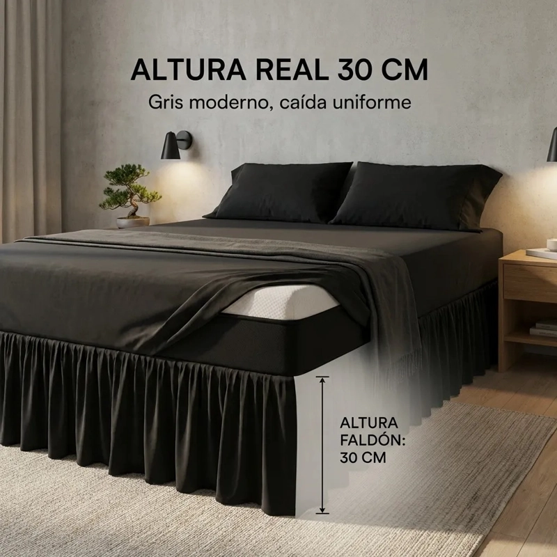 FALDON DE CAMA PREMIUN 2 PLAZAS (QUEEN) NEGRO - 3