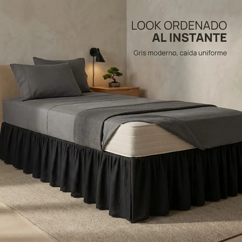 FALDON DE CAMA PREMIUN 2 PLAZAS (QUEEN) NEGRO - 4