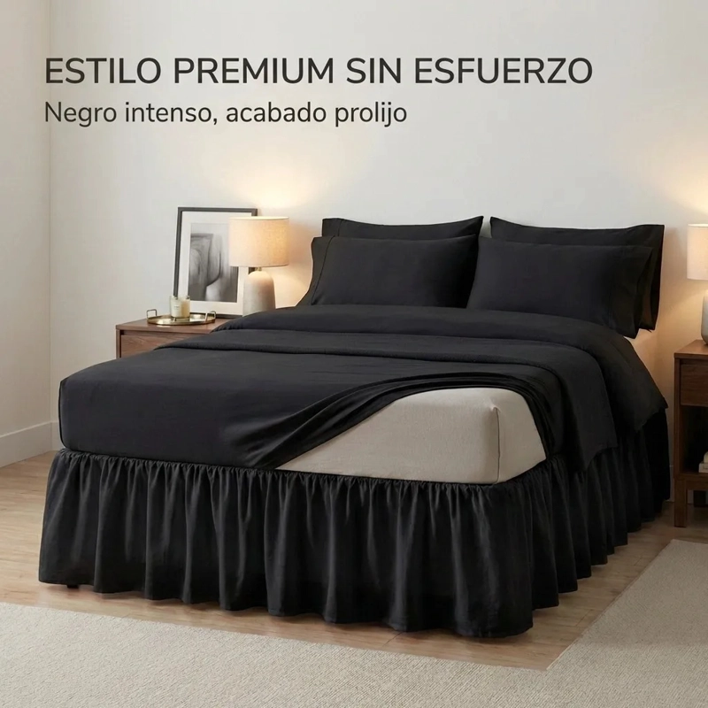 FALDON DE CAMA PREMIUN 2 PLAZAS (QUEEN) NEGRO - 5