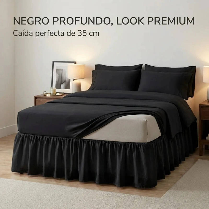 FALDON DE CAMA PREMIUN 2 PLAZAS (QUEEN) NEGRO - 7