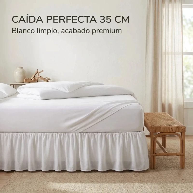 FALDON DE CAMA PREMIUM 2 PLAZAS (QUEEN) BLANCO - 4