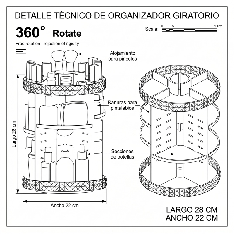ORGANIZADOR ACRILICO GIRATORIO PARA COSME TICOS - 3