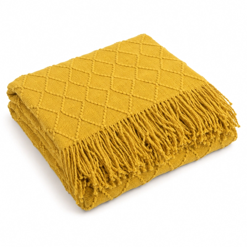 MANTA AMARILLO LIVIANA DECORATIVA PARA CAMA Y SILLON MODELO 012 - 6