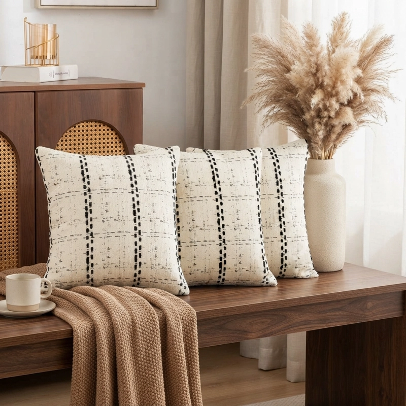 FUNDAS DECORATIVA PARA COJIN ESTILO ETNICO BLANCO PACK 3 805 PARA HOGAR - 5