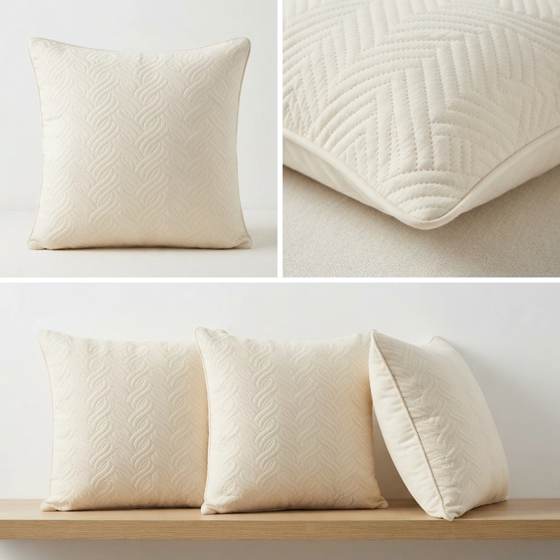 FUNDA DECORATIVA PLUSH BLANCA TEXTURIZADA PACK DE 3 MODELO 046 - 1
