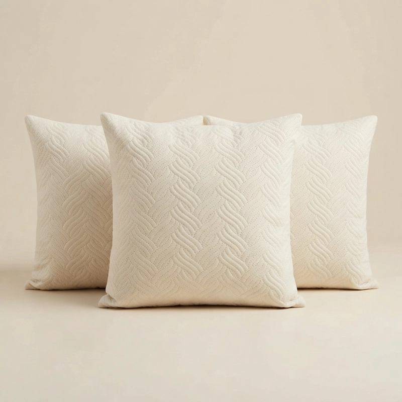 FUNDA DECORATIVA PLUSH BLANCA TEXTURIZADA PACK DE 3 MODELO 046 - 6