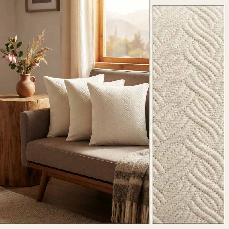 FUNDA DECORATIVA PLUSH BLANCA TEXTURIZADA PACK DE 3 MODELO 046 - 7