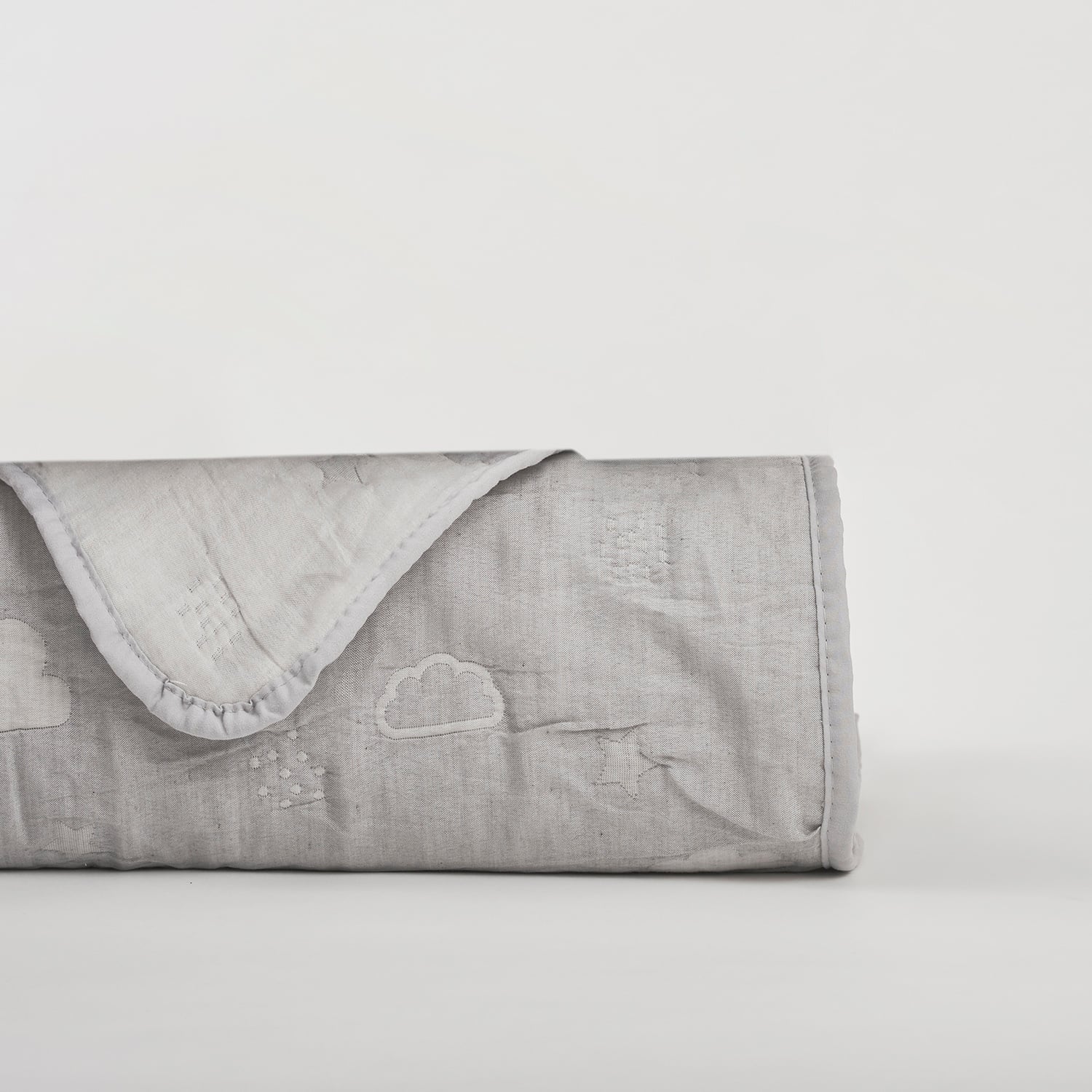 CUBRECAMA JACQUARD CLOUD GRIS CUNA NINA HERRERA - 3