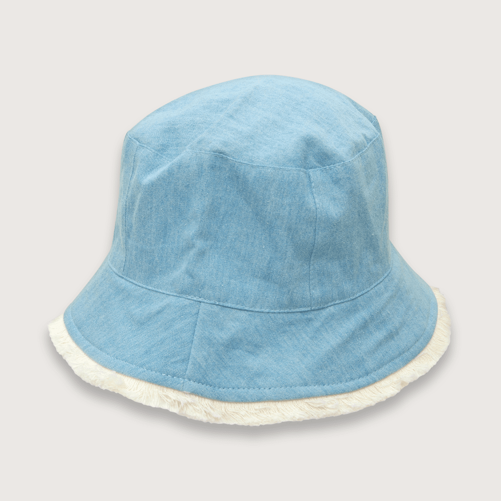 GORRO DE NIÑA DENIM DESFLECADO CELESTE (S - XL) - 1