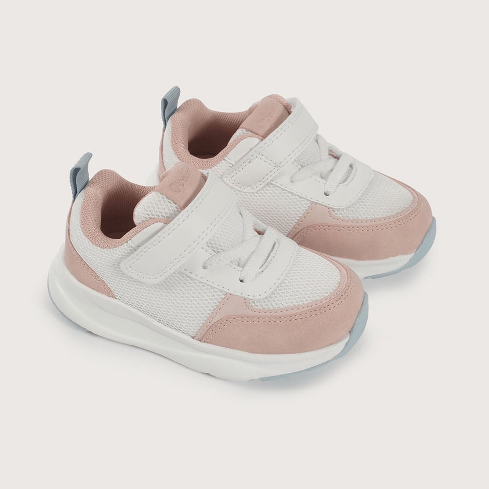 ZAPATILLA DEPORTIVA BLANCA CON VELCRO DE NIÑA OPALINE - 1