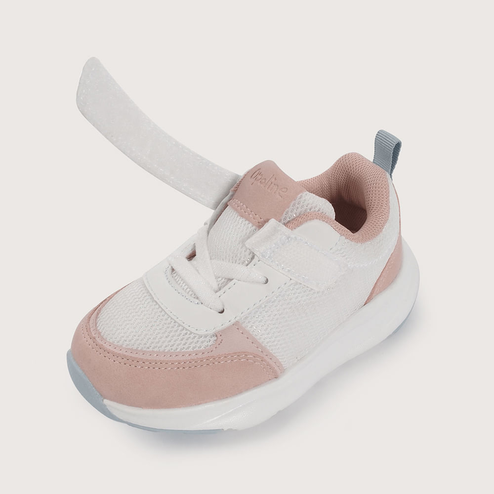 ZAPATILLA DEPORTIVA BLANCA CON VELCRO DE NIÑA OPALINE - 6