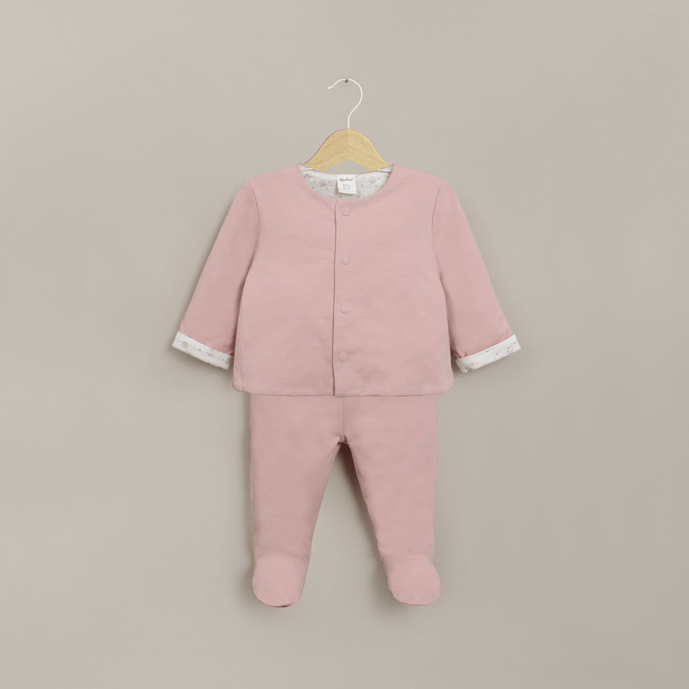 CONJUNTO POLERON Y PANTALON ROSADO DE BEBE  NIÑA OPALINE - 1