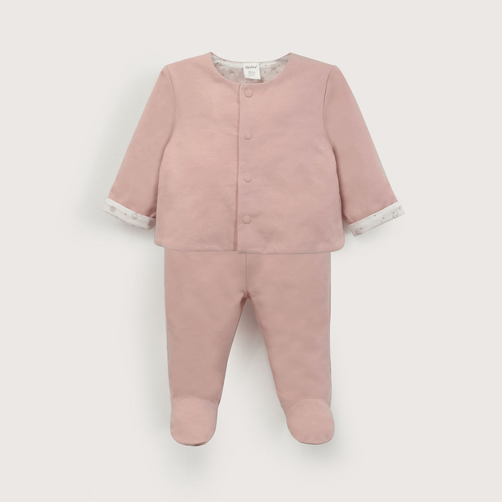 CONJUNTO POLERON Y PANTALON ROSADO DE BEBE  NIÑA OPALINE - 2