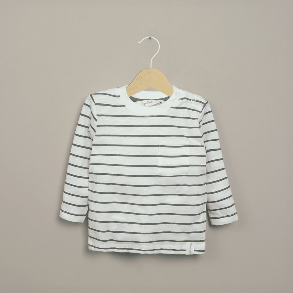 POLERA BLANCA CON RAYAS DE NIÑO OPALINE - 1